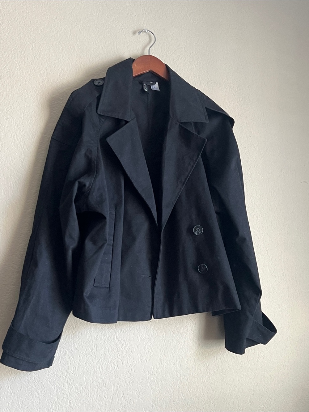 H&M Divided Short Trench Coat Black XL